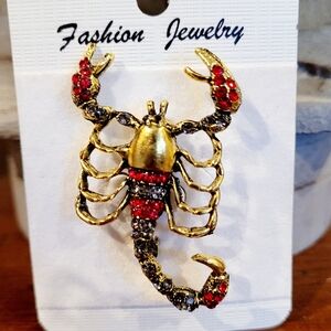 🌺Scorpion Brooch Gold and Red Scorpion Accessories Jewelry
